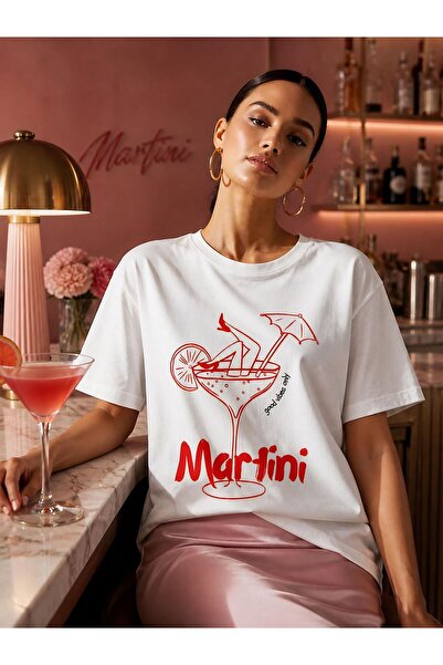 Grafftee Clothing Martini Printed Unisex Oversize T-Shirt
