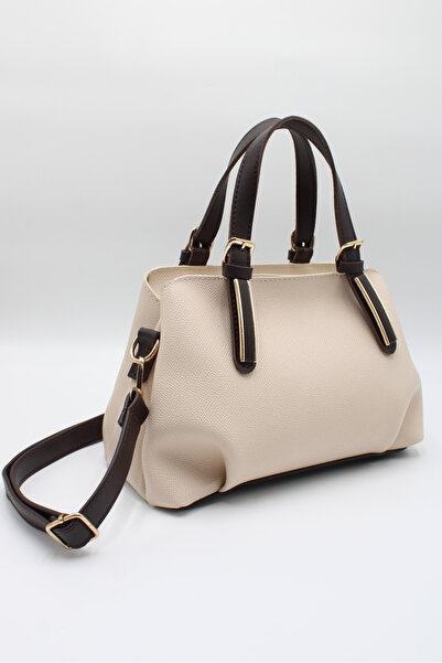 LASSO Women's Cream Brown Double Handle Inner Pocket Drawstring Leather Cross...