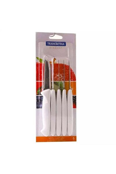 TRAMONTINA Vegetable and fruit Knives Set 3 inch White Knives- Pack of 6