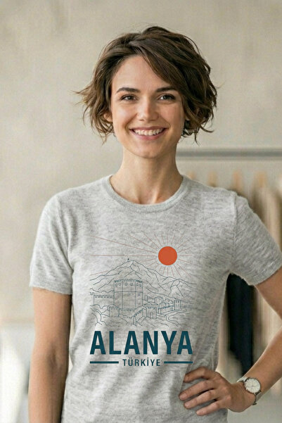 Baran Işık Alanya Castle Silhouette Printed 100% Cotton Unisex T-Shirt
