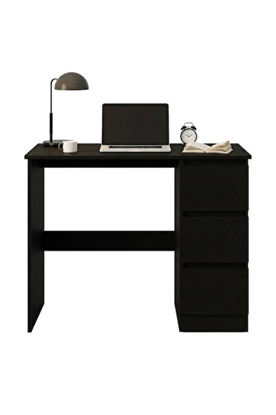 Muvu Birou de calculator modern, negru, cu sertare, stil loft.