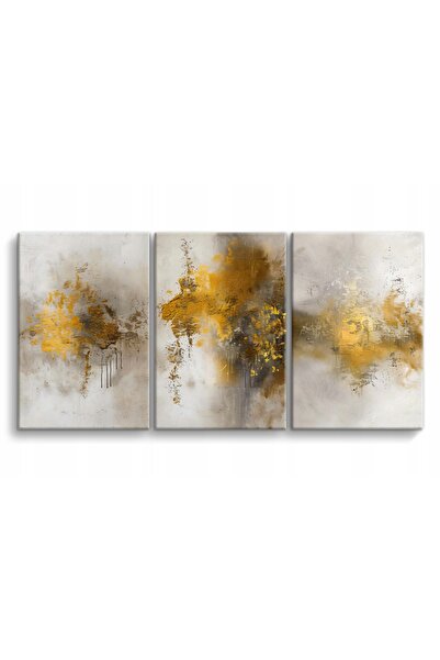 Naklejkomania Set 3 tablouri moderne triptic, aur si argint decor glamour 90x...