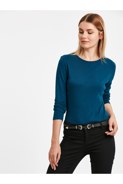 LC Waikiki Tricou de damă cu mânecă lungă, guler rotund, croială standard