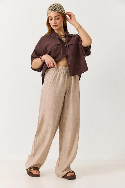 Raneel Kazançlı Alışveriş Women's Patterned Elastic Waist Loose Cut Pantalon ...