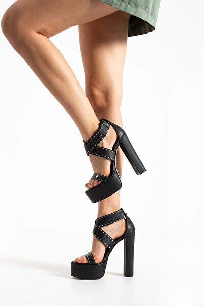 FOLLİNİ Women's Genuine Leather Platform Shoes Black