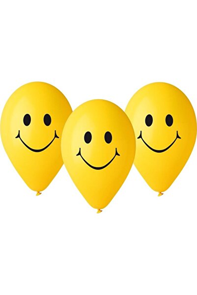 Godan Set 5 baloane Smilies, Amscan, 30 cm, Galben