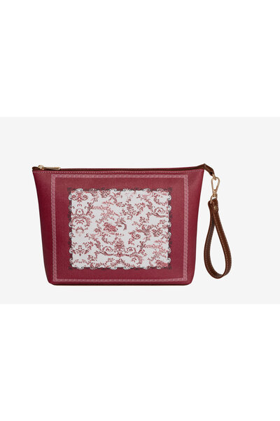 CHIARA ALESSI Carpe Diem Claret Red Faux Leather Clutch&Portfolio Bag 30X21 cm