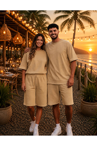 BayBayan Oversize Short Sleeve Shorts Set Suitable for Unisex Couples (One Pi...