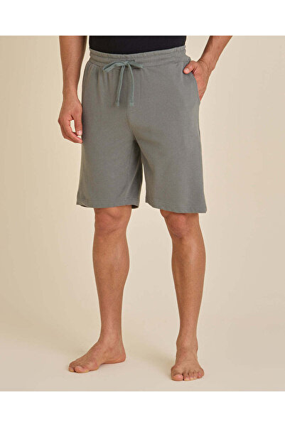 REDTAG Men Green Cotton Terry Pyjama Shorts