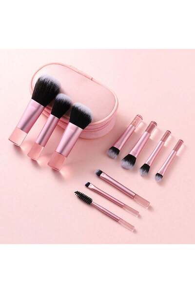 ORVILLA 10Pcs Pink Mini Makeup Brushes with Crystal Handle, Short Handle Port...