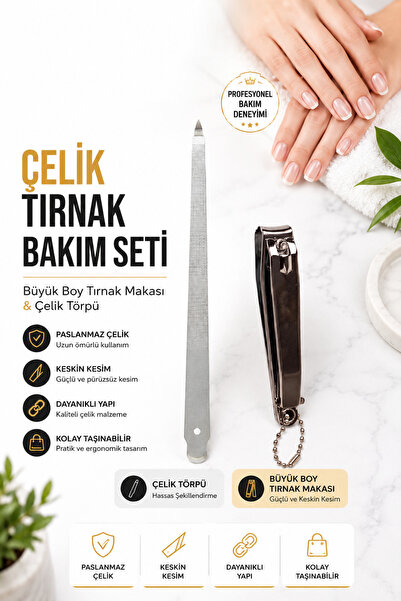 HerkeseUygun 2'li set Çelik Törpü ve Büyük Boy Tırnak Makası Tırnak Bakım Seti