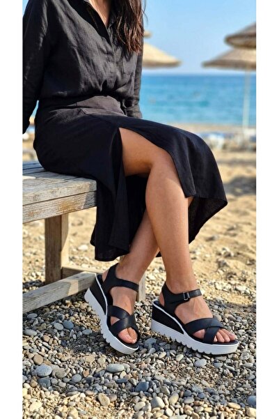 Cem Pekşen Polris Black High Heeled Comfort Sandals