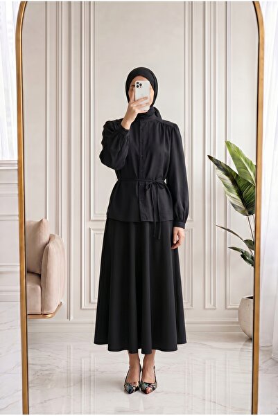 Holehola Binay Shoulder Gathered Modal Shirt-Bn4719 Black