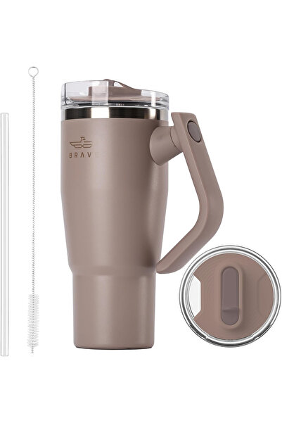 Brave Temp Guard Vacuum Insulated Travel Mug – 180° Rotating Handle, 24H Cold...
