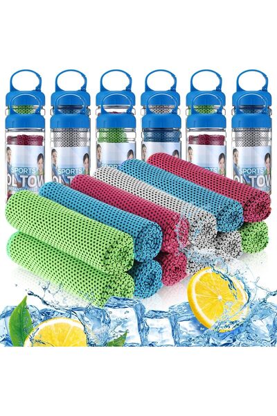 PUKON Hosuly 12 Pack 32 x 12 in Cooling Towels Bulk for Neck and Face Microfi...
