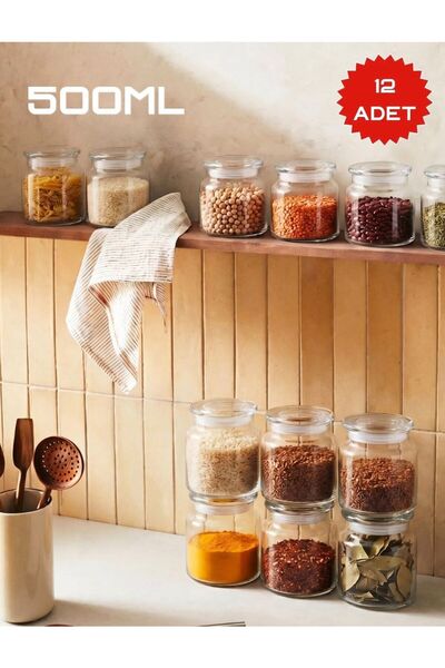 USTAOGLUHOME 12-Piece Glass Jar with Self-Sealing Glass Lid 0.50 L