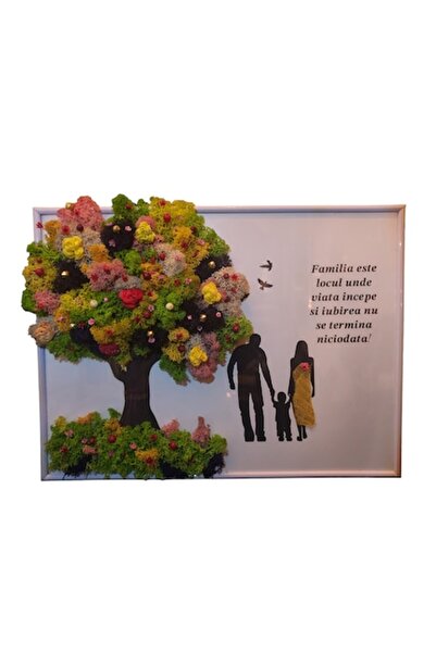 OEM Pictură decorativă cu liane 13x18 cm Familia este acolo unde viața începe...