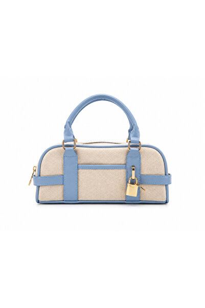 Mirel çanta Women's Canvas Lock Detailed Hand and Shoulder Bag Blue