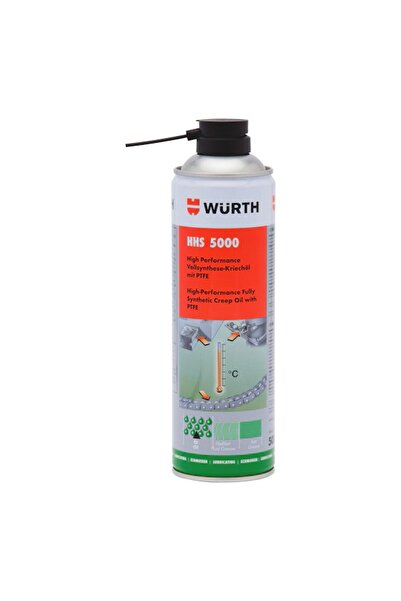 Würth HHS 5000 Isıya Dayanıklı Yağlama Spreyi 500ML - PTFE Katkılı Uzun Sürel...