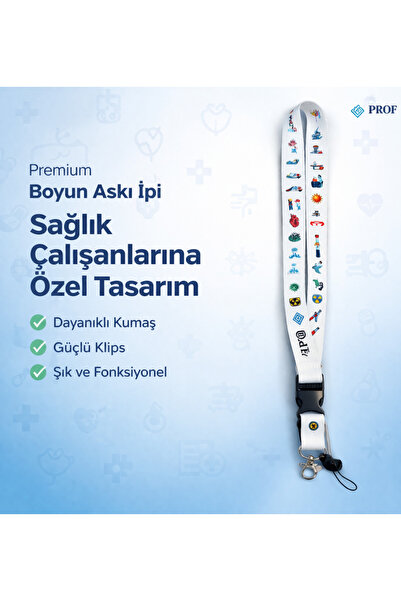 Prof . Premium Healthcare Workers' Exclusive White Neck Strap Lanyard Id Card...