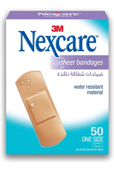 Nexcare ضمادات 3M 656-50 شفافة مقاومة للماء، 50 قطعة/علبة