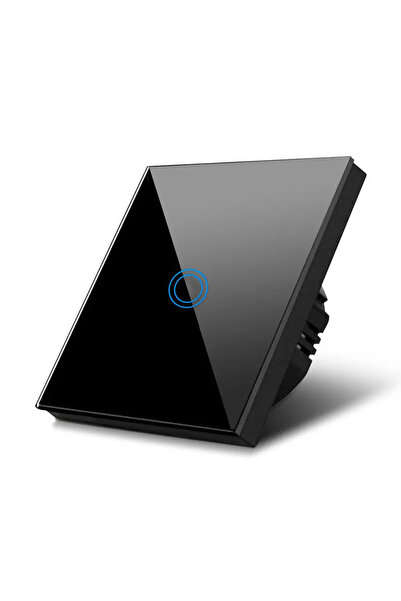 Maclean Comutator de lumini Touch, simplu, sticla, negru cu buton rotund Ener...