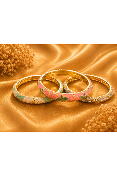JAMMY JEWERLY 3'lü Desenli Mineli Kelepçe Bilezik Seti