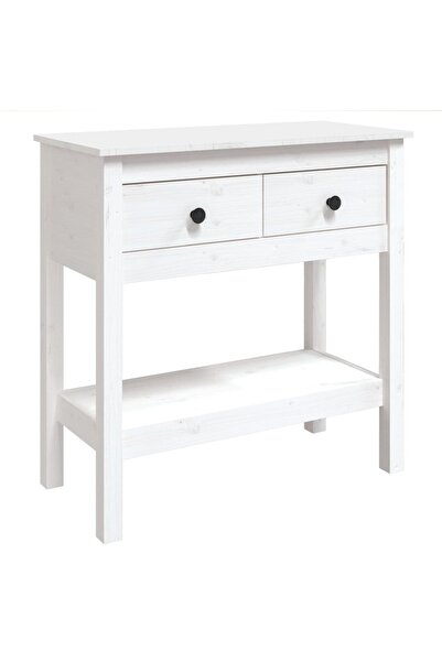 vidaxl Masă consolă, alb, 75x35x75 cm, lemn masiv de pin