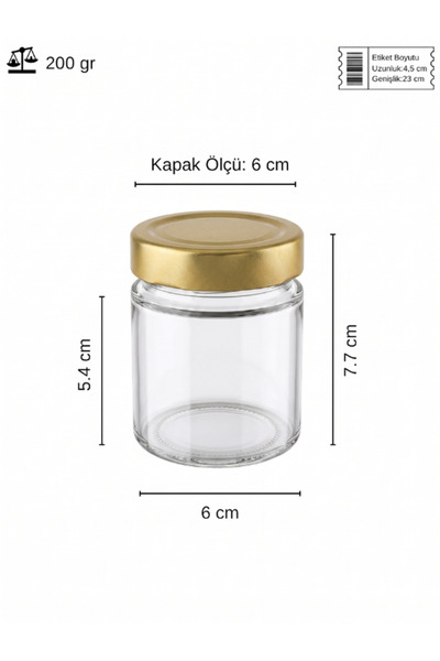 Milea 6 Pieces Gold Metal Deep Lid Transparent Glass Baby Food Container Candle Holder Jam Jar 156 ml