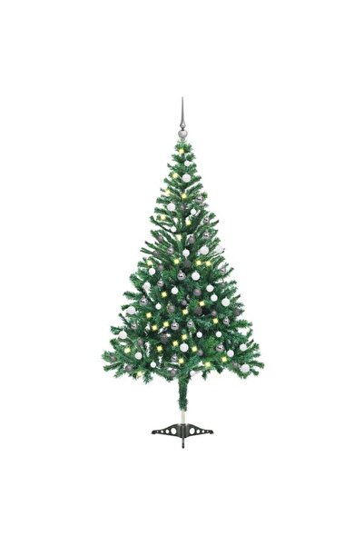 vidaxl Brad de Crăciun pre-iluminat cu globuri, 120 cm, 230 de ramuri