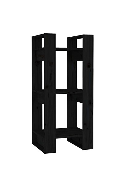 vidaxl Bibliotecă/Separator cameră, negru, 41x35x91 cm, lemn masiv pin