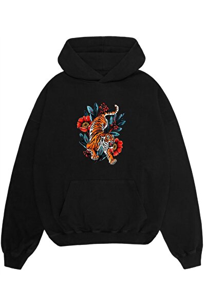 ELFERA Flower-Patterned Tiger Print Sweatshirt