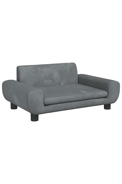 vidaxl Canapea pentru copii, gri închis, 70 x 45 x 33 cm, catifea