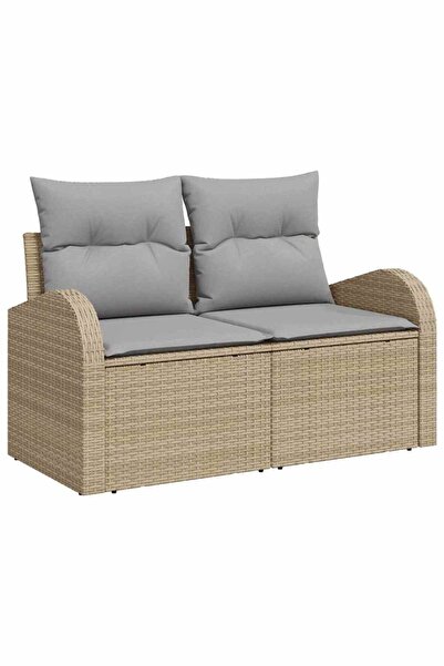 vidaxl Canapea de grădină cu pernă Bej 124 x 62 x 69cm poliratan