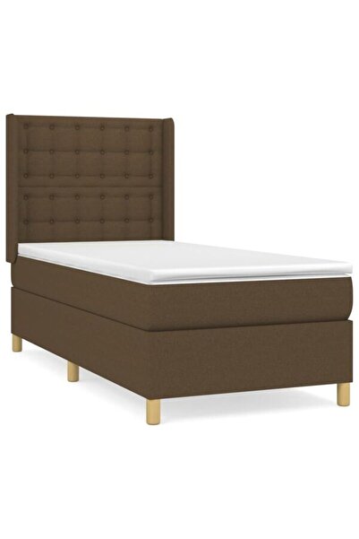 vidaxl Pat boxspring cu saltea, maro închis, 80 x 200 cm, textil