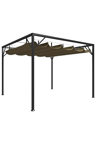 vidaxl Foișor de grădină, acoperiș retractabil gri taupe 3 x 3 m 180 g/m²