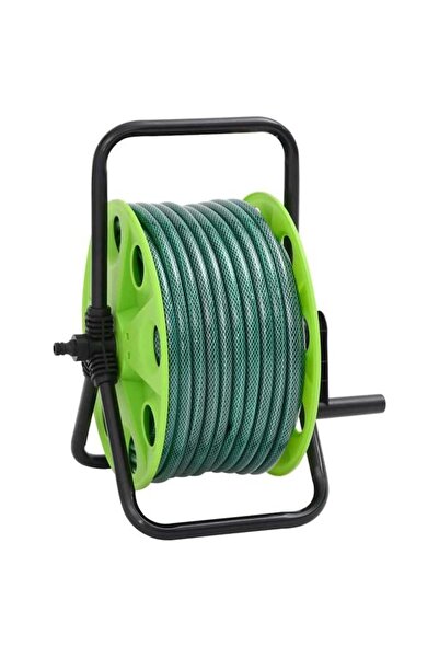 vidaxl Tambur de furtun autoportant, verde, set de fitinguri, 0,5 țoli, 20 m,...