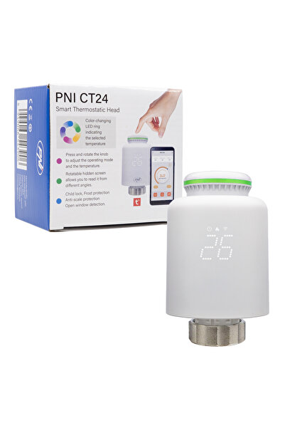 PNI Cap termostatic inteligent CT24 pentru radiator, aplicație mobilă Tuya Smart