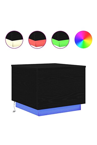 vidaxl Masuta de cafea cu lumini LED Stejar negru 50x50x40 cm