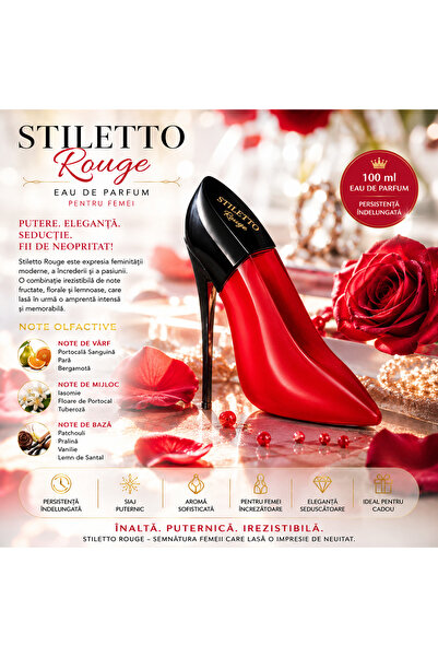 Montage Brands Parfum Femei Stiletto Rouge 100 ml – Note Florale, Fructate și...