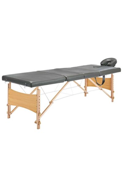 vidaxl Masă de masaj cu 4 zone, cadru din lemn, antracit, 186 x 68 cm