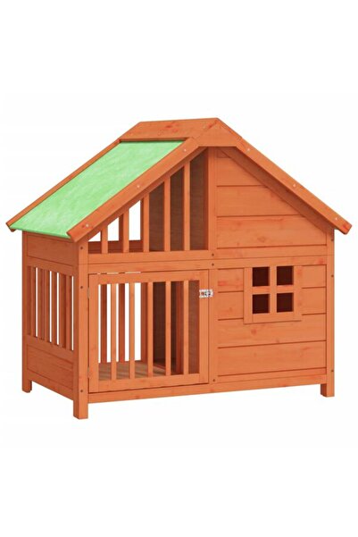 vidaxl Cușcă pentru câini, Maro, 96 x 60.5 x 87 cm, Lemn masiv de pin