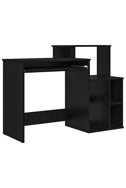 vidaxl Birou cu sertar Stejar Negru 120,5 x 44 x 88,5 cm Lemn compozit