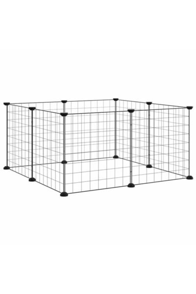 vidaxl Țarc pentru animale de companie cu 8 panouri, negru, 35 x 35 cm, oțel
