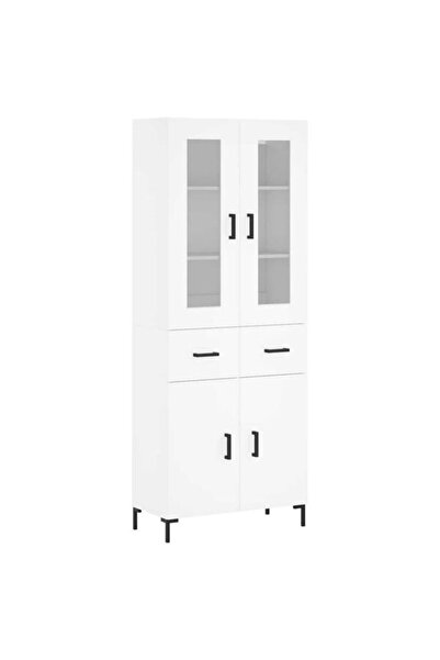 vidaxl Dulap înalt, alb, 69,5 x 34 x 180 cm, lemn compozit