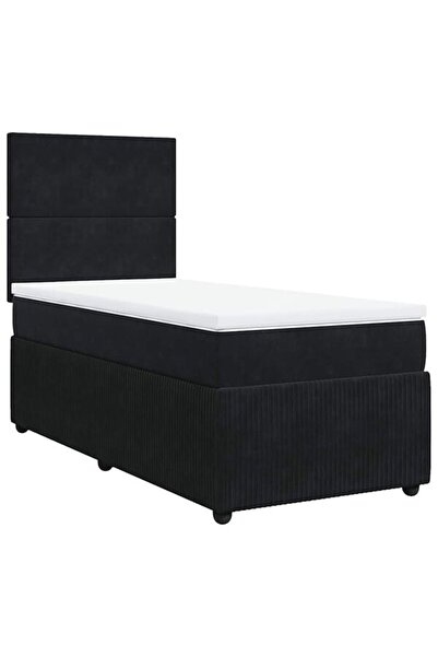 vidaxl Pat boxspring cu saltea, negru, 80 x 200 cm, catifea