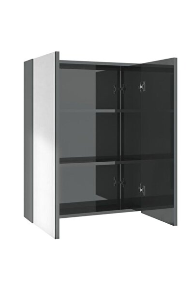 vidaxl Dulap cu oglindă pentru baie, gri lucios, 60 x 15 x 75 cm, MDF