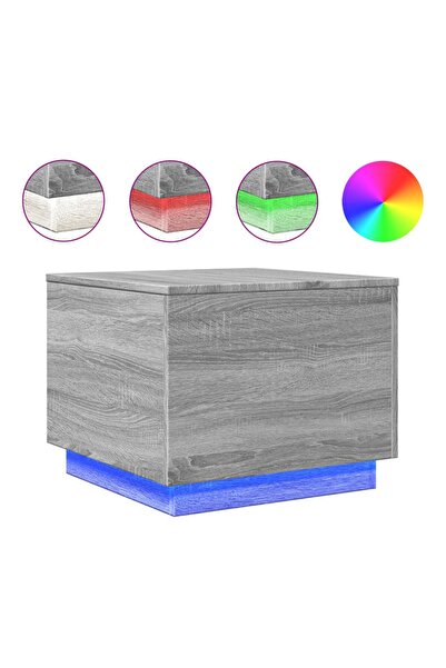 vidaxl Măsuță de cafea cu lumini LED, gri sonoma, 50x50x40 cm