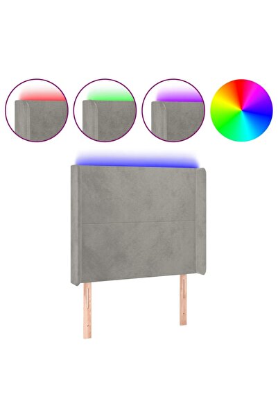 vidaxl Tăblie de pat cu LED, gri deschis, 93x16x118/128 cm, catifea