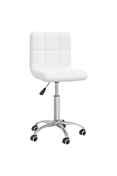 vidaxl Scaun de birou pivotant, alb, piele ecologică